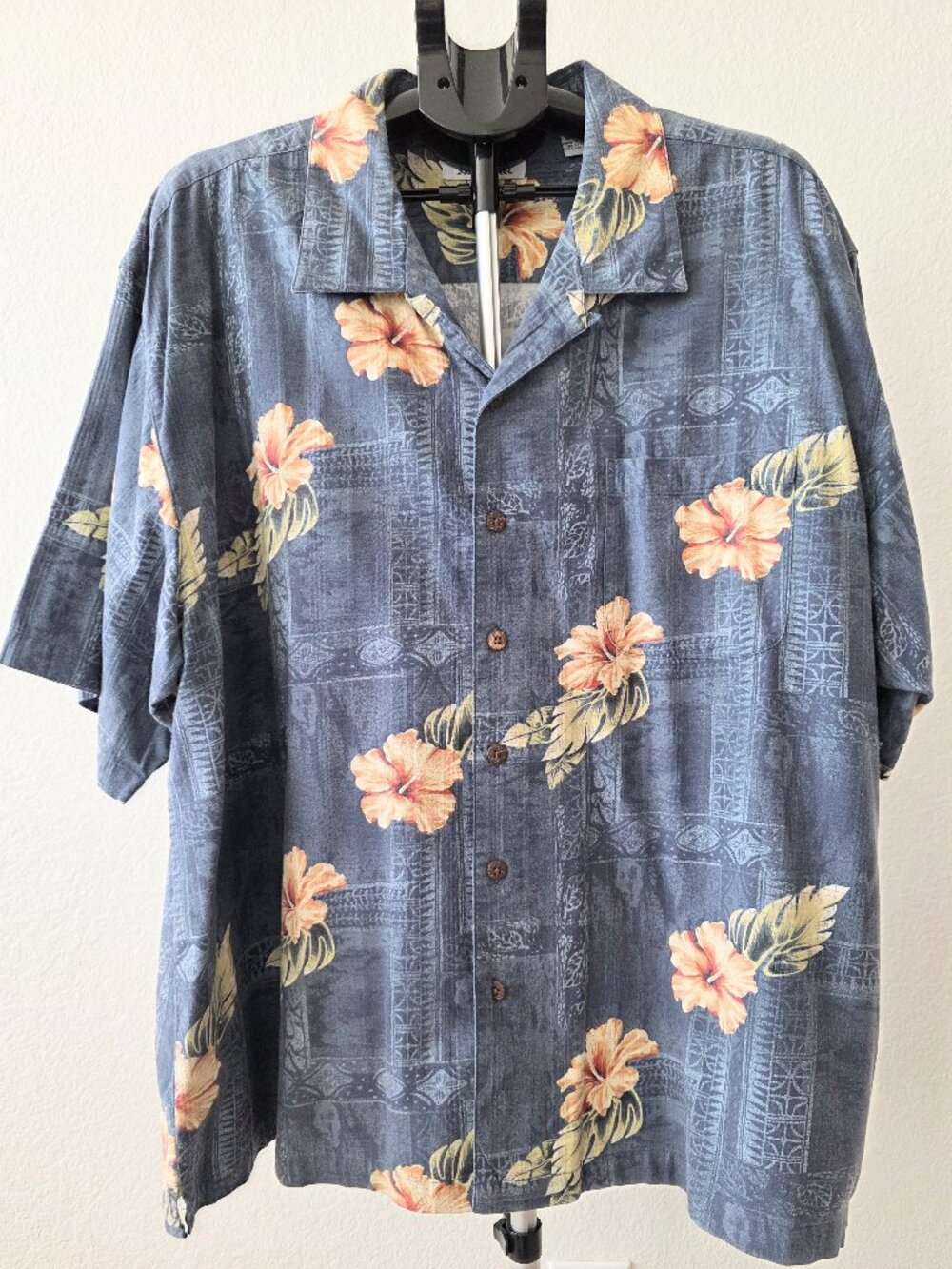 BOCA CLASSICS MEN XXL GRAY TROPICAL PRINT SHORT SLEEVE SHIRT